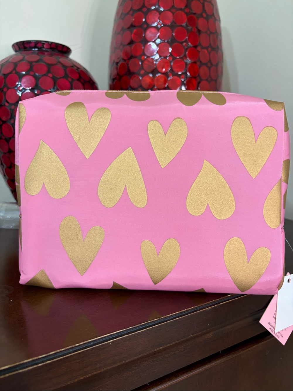Juicy Couture Pink Cosmetic Pouch with Gold Heart Motif and Travel Bottle - Picture 5 of 17